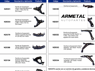 Incorporación de Producto Armetal: Parrillas de suspensión Nakata